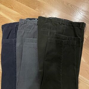 Men's Haggar Classic Fit Pants - 3 Pair - Black, Gray, Navy 38 - 30
